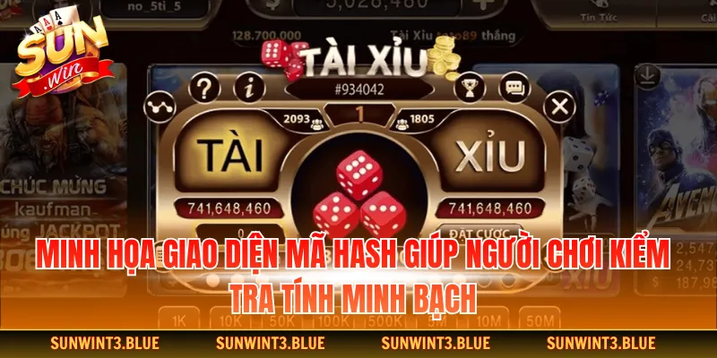 Minh họa giao diện mã Hash giúp người chơi kiểm tra tính minh bạch